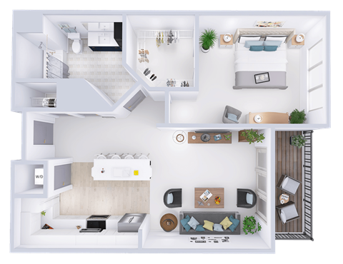 a 3d drawing of a floor plan of a house